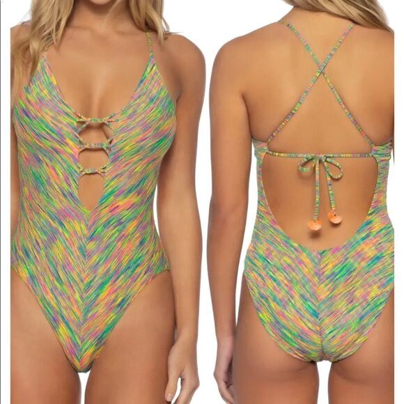 Nwot Isabella Rose prismatic plunge one piece - Picture 1 of 6